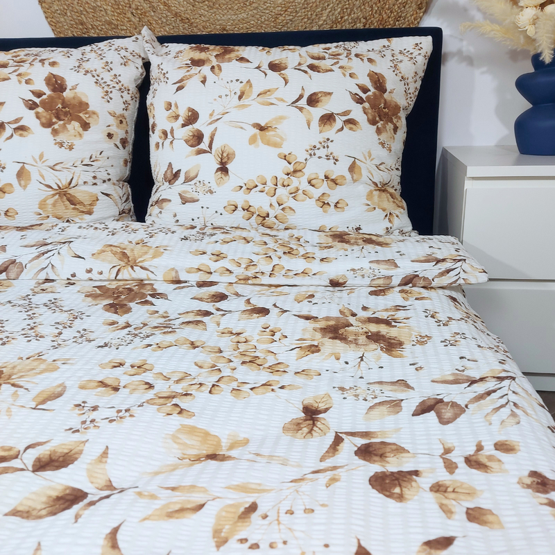 Pościel z kory Beżowe kwiaty akwarela 180x200