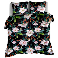 Pościel bawełniana Magnolia czarna 160x200