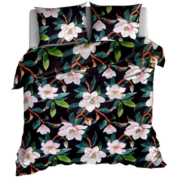 Pościel bawełniana Magnolia czarna 150x200