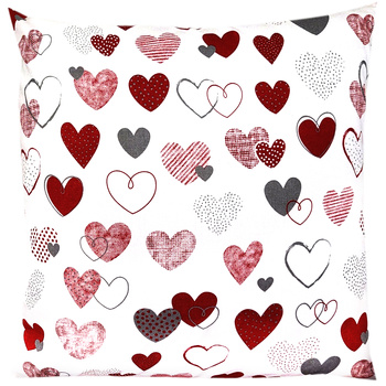 Poszewka bawełniana Serduszka czerwone "LOVE" 45x45