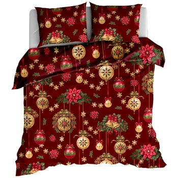 Pościel bawełniana Bombki glamour bordowe 160x200