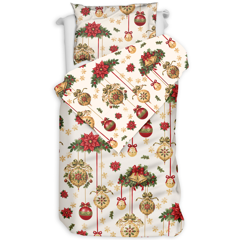 Pościel bawełniana Bombki glamour waniliowe 140x200
