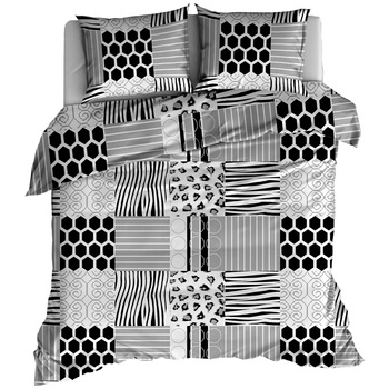 Pościel bawełniana Szara panterka i zebra 150x200