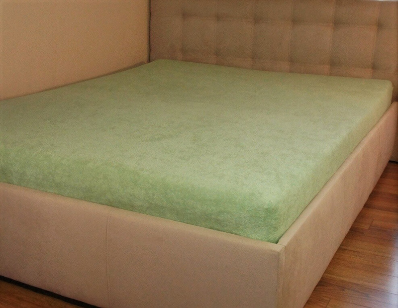 Prześcieradło frotte z gumką oliwkowe 120x200