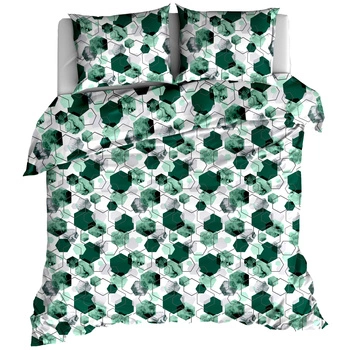 Pościel bawełniana Hexagon emerald 160x200