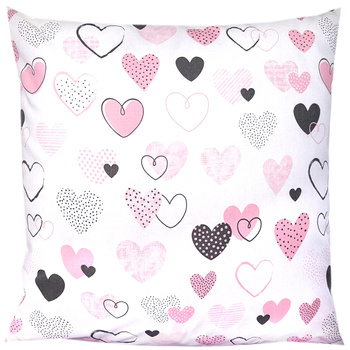 Poszewka bawełniana Serduszka morela LOVE 70x80