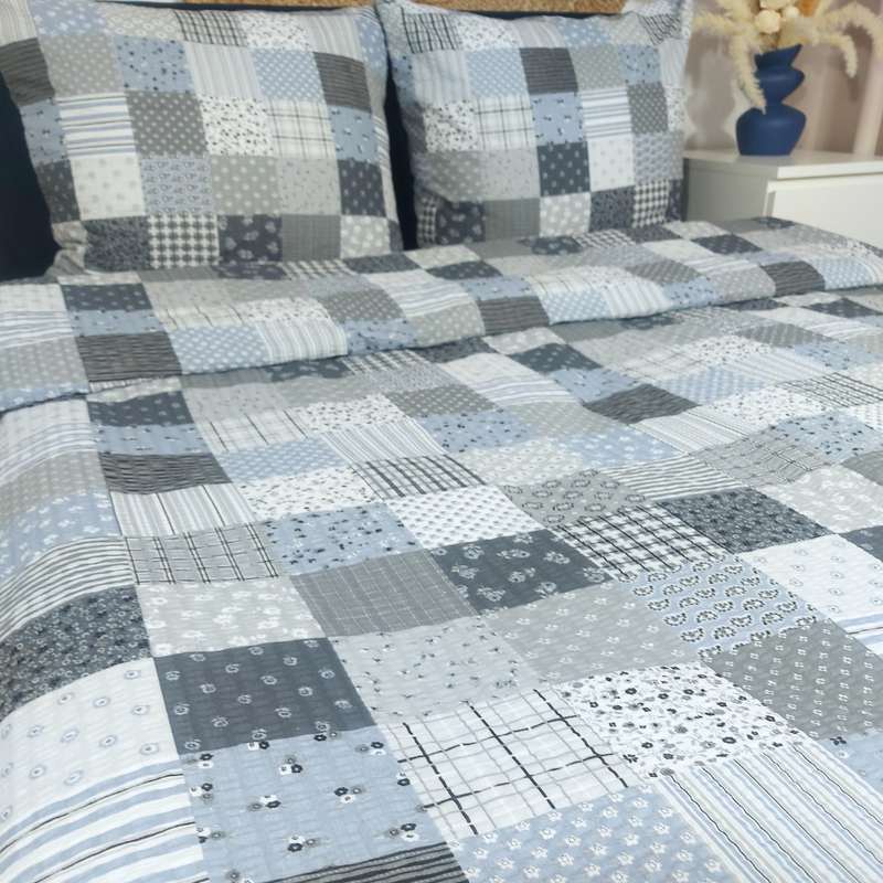 Pościel z kory Patchwork szary 140x200